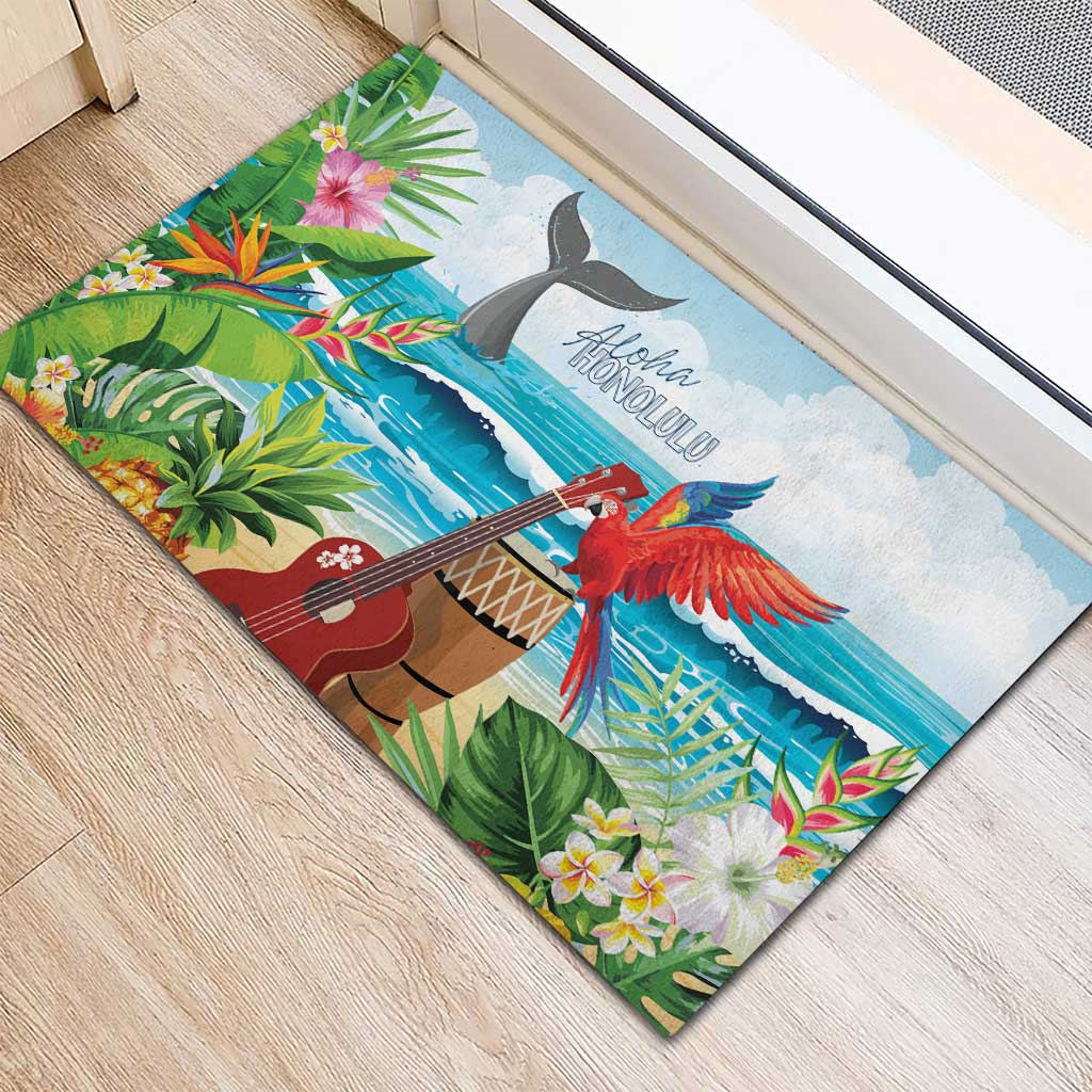 Aloha Honolulu Festival Rubber Doormat Ukulele By The Shore LT7 - Polynesian Pride