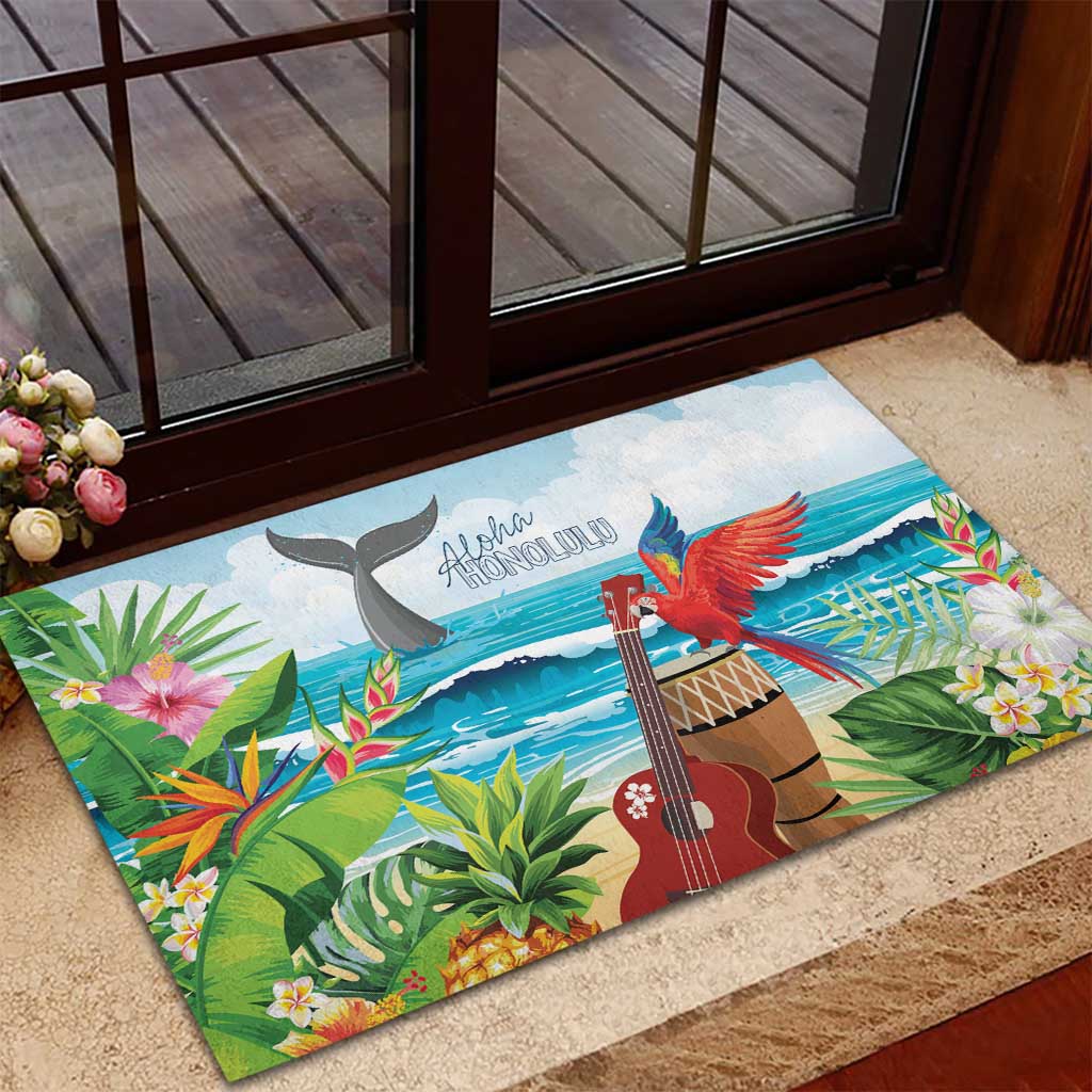 Aloha Honolulu Festival Rubber Doormat Ukulele By The Shore LT7 - Polynesian Pride