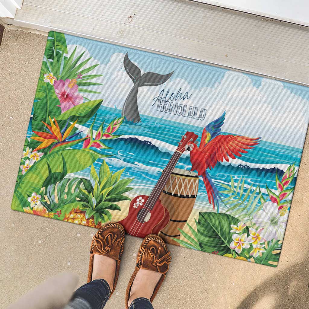 Aloha Honolulu Festival Rubber Doormat Ukulele By The Shore LT7 - Polynesian Pride
