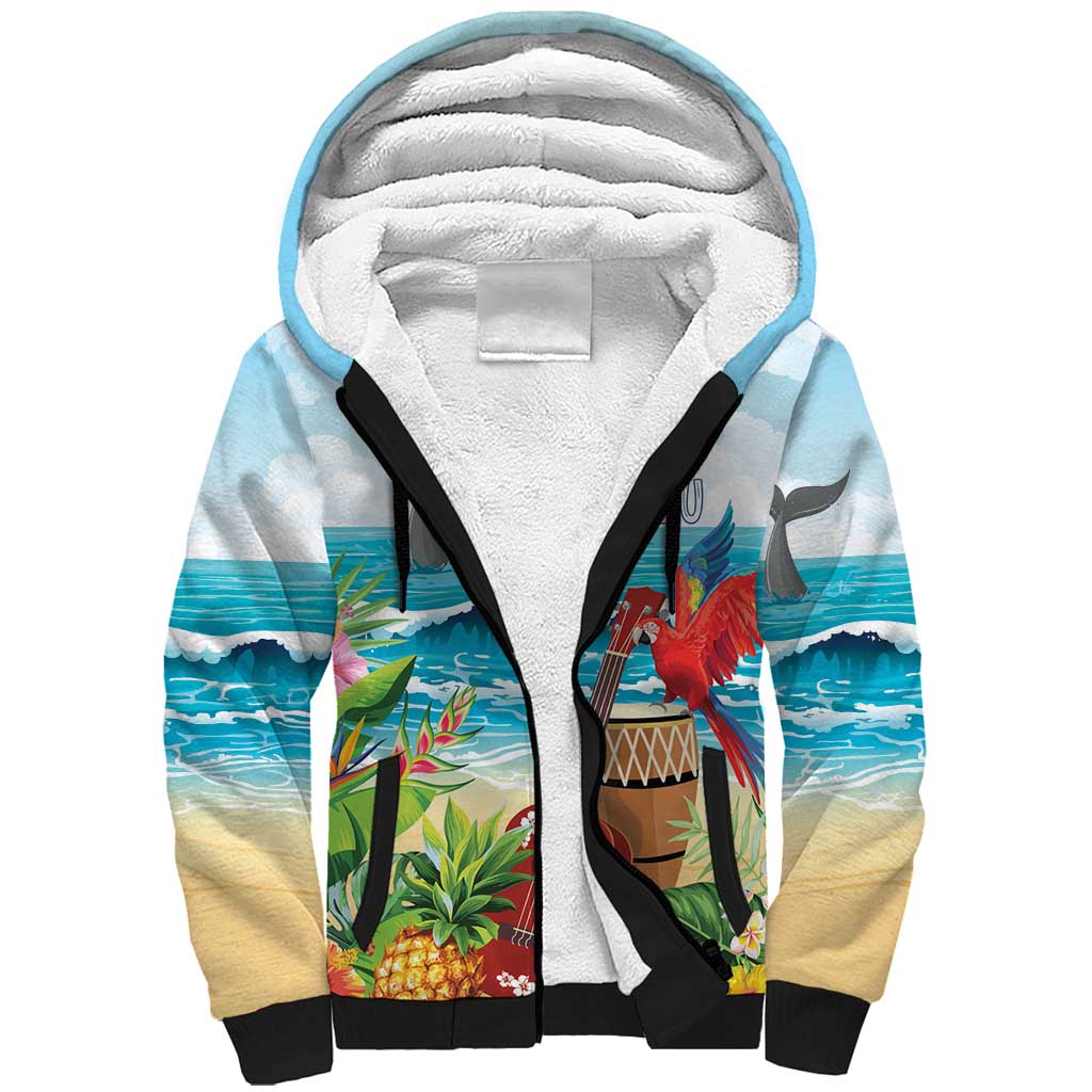 Aloha Honolulu Festival Sherpa Hoodie Ukulele By The Shore LT7 Unisex Art - Polynesian Pride