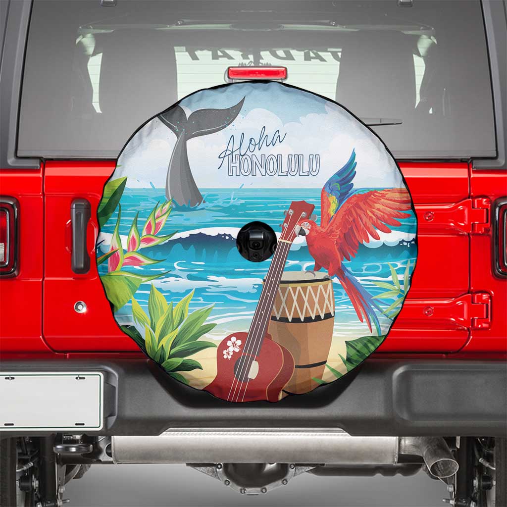 Aloha Honolulu Festival Spare Tire Cover Ukulele By The Shore LT7 - Polynesian Pride