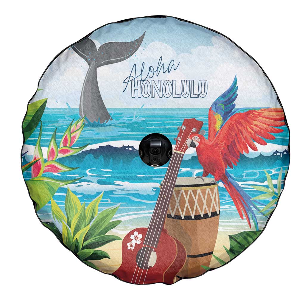 Aloha Honolulu Festival Spare Tire Cover Ukulele By The Shore LT7 - Polynesian Pride