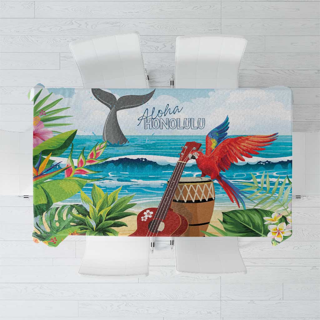 Aloha Honolulu Festival Tablecloth Ukulele By The Shore LT7 Art - Polynesian Pride