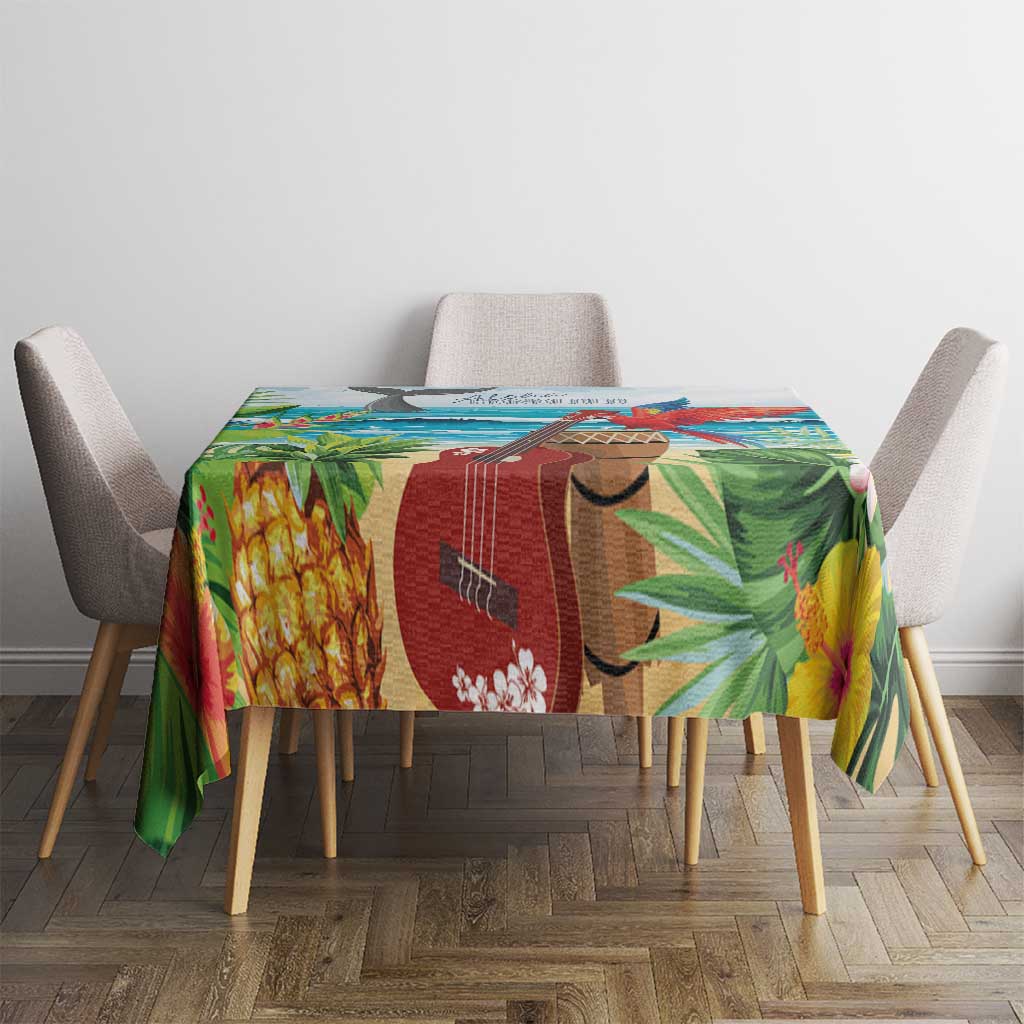 Aloha Honolulu Festival Tablecloth Ukulele By The Shore LT7 - Polynesian Pride