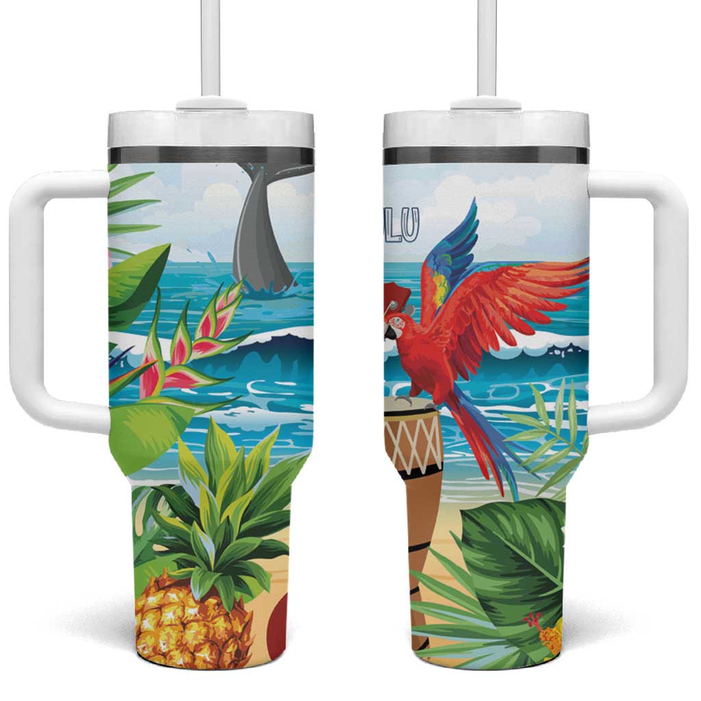Aloha Honolulu Festival Tumbler With Handle Ukulele By The Shore LT7 One Size: 40 oz Art - Polynesian Pride