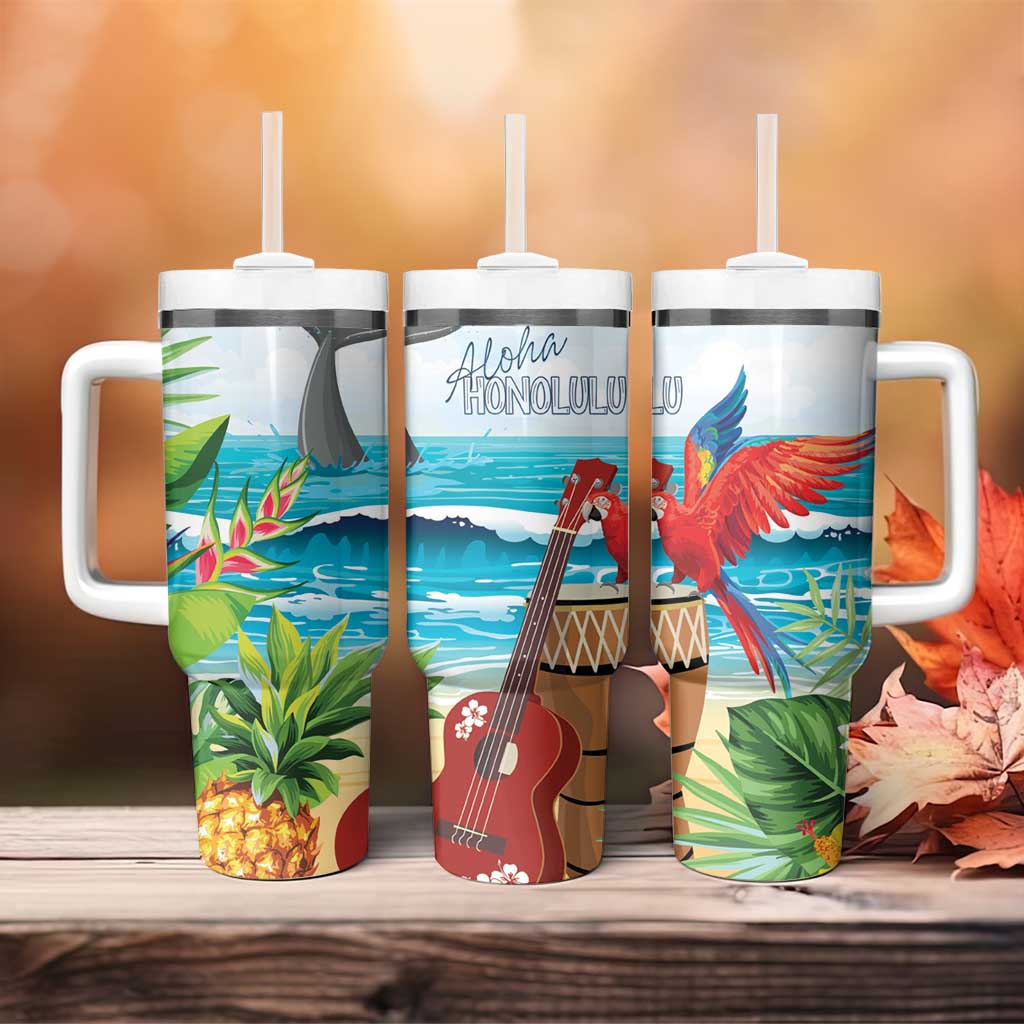 Aloha Honolulu Festival Tumbler With Handle Ukulele By The Shore LT7 - Polynesian Pride