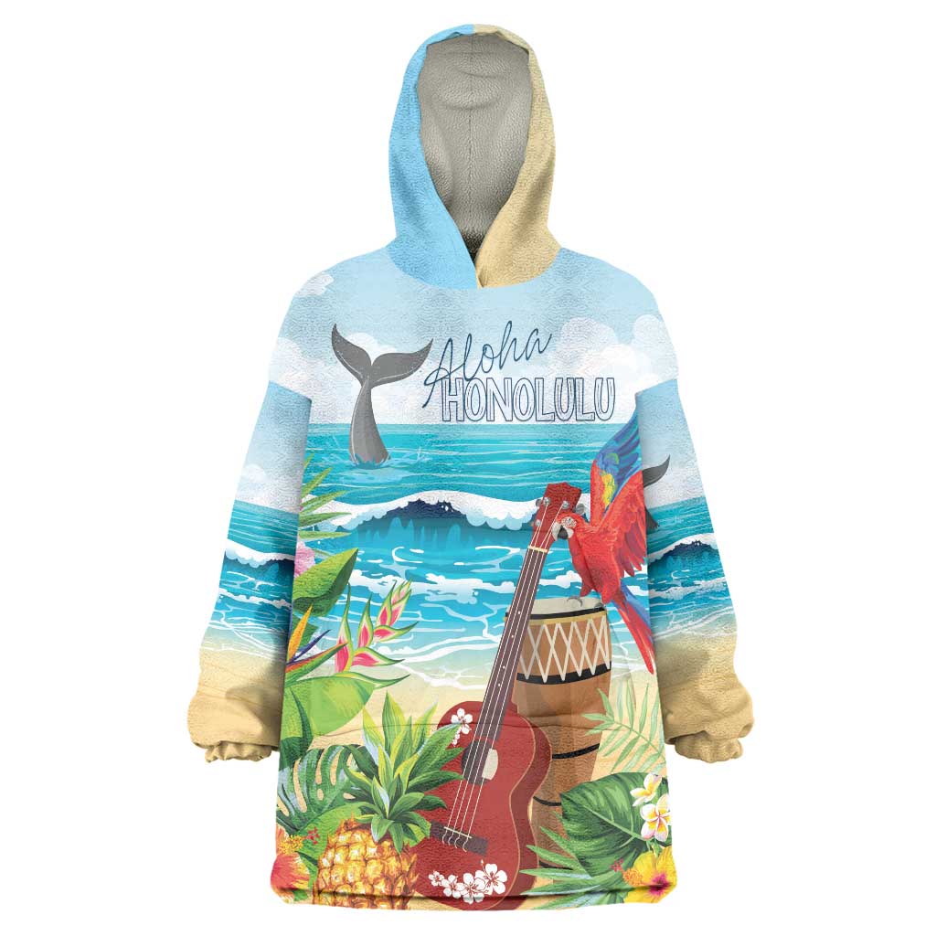 Aloha Honolulu Festival Wearable Blanket Hoodie Ukulele By The Shore LT7 One Size Art - Polynesian Pride