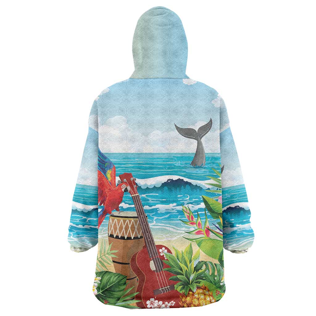 Aloha Honolulu Festival Wearable Blanket Hoodie Ukulele By The Shore LT7 - Polynesian Pride