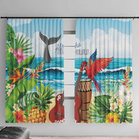 Aloha Honolulu Festival Window Curtain Ukulele By The Shore LT7 With Hooks Art - Polynesian Pride