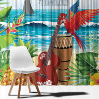 Aloha Honolulu Festival Window Curtain Ukulele By The Shore LT7 - Polynesian Pride