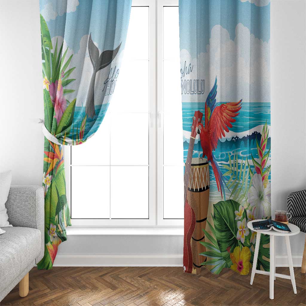 Aloha Honolulu Festival Window Curtain Ukulele By The Shore LT7 - Polynesian Pride