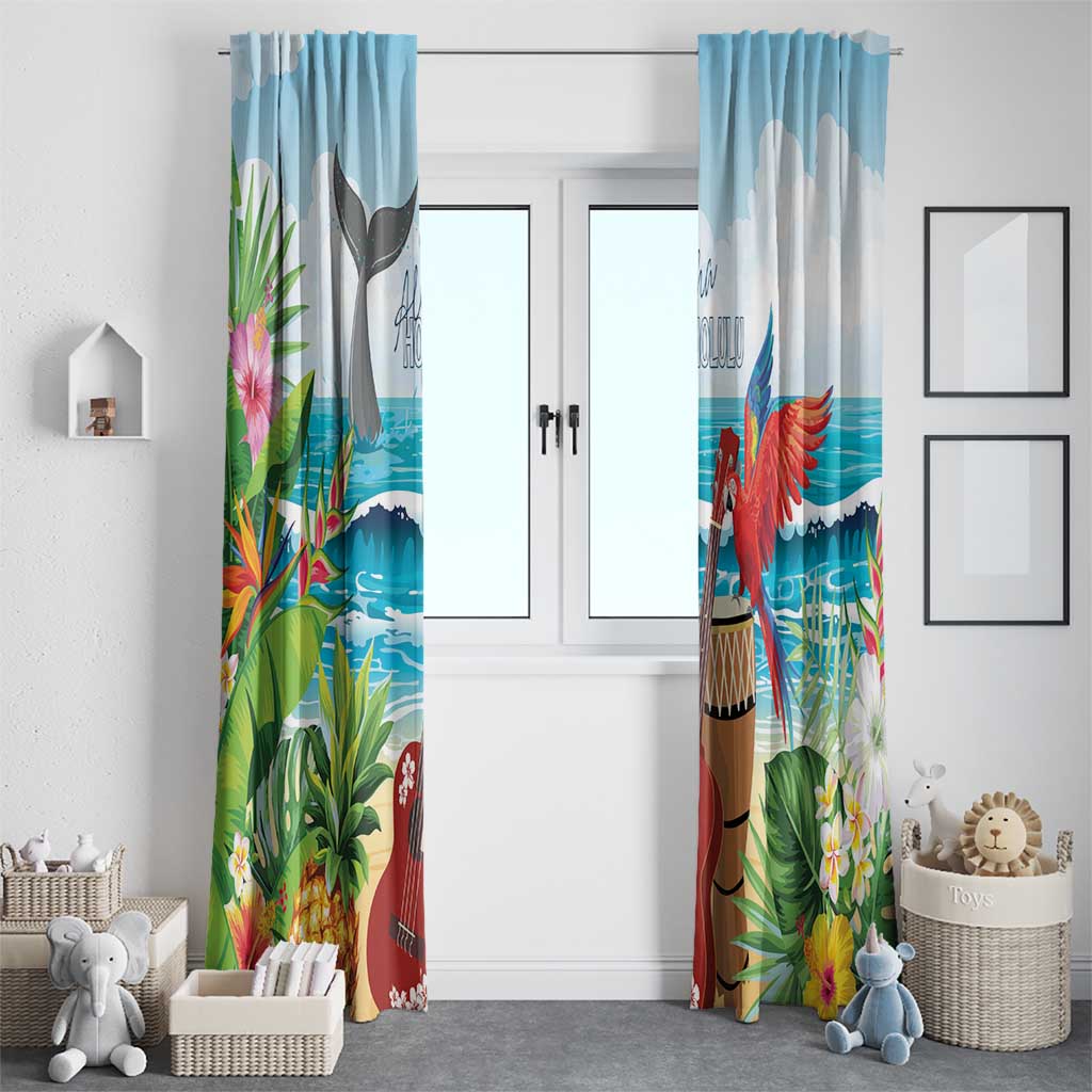 Aloha Honolulu Festival Window Curtain Ukulele By The Shore LT7 - Polynesian Pride