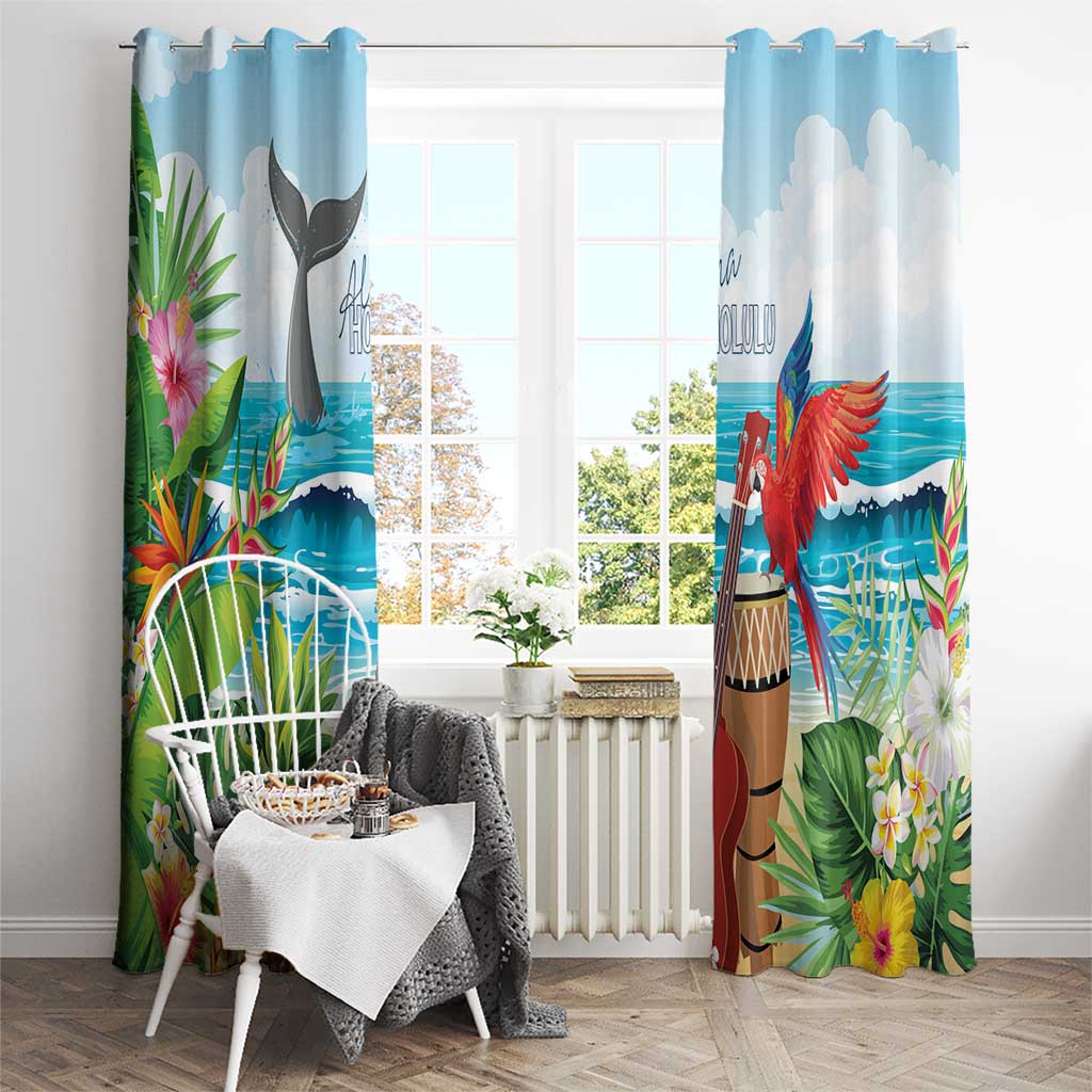 Aloha Honolulu Festival Window Curtain Ukulele By The Shore LT7 - Polynesian Pride