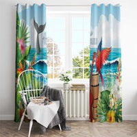 Aloha Honolulu Festival Window Curtain Ukulele By The Shore LT7 - Polynesian Pride