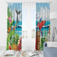 Aloha Honolulu Festival Window Curtain Ukulele By The Shore LT7 - Polynesian Pride