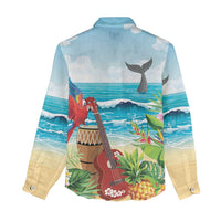 Aloha Honolulu Festival Women Casual Shirt Ukulele By The Shore