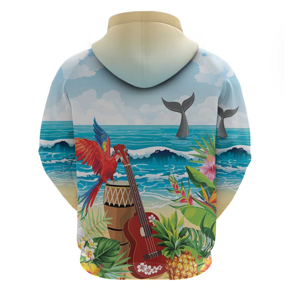 Aloha Honolulu Festival Zip Hoodie Ukulele By The Shore