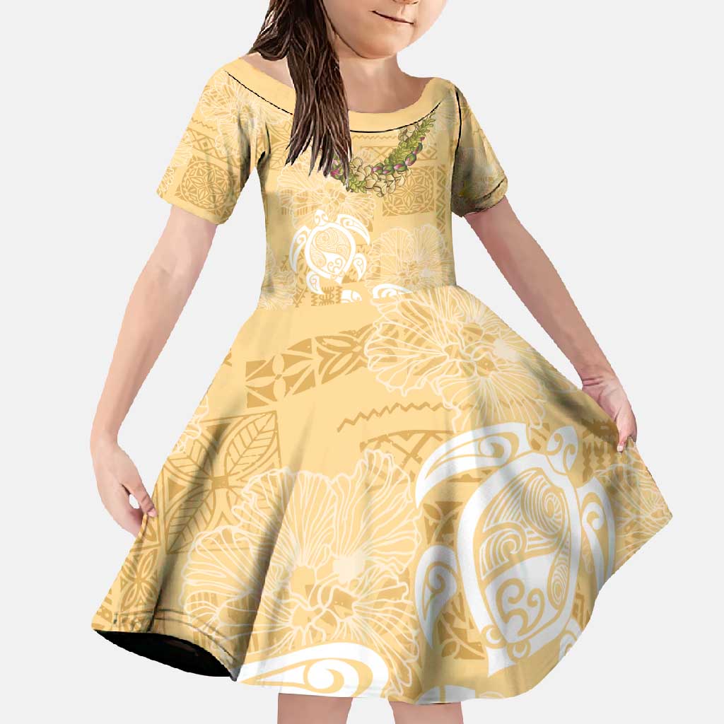 Aloha Honolulu Festival Family Matching Off Shoulder Maxi Dress and Hawaiian Shirt Hawaii Kapa Mix Flowers Lei