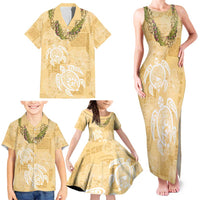 Aloha Honolulu Festival Family Matching Tank Maxi Dress and Hawaiian Shirt Hawaii Kapa Mix Flowers Lei