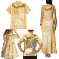 Aloha Honolulu Festival Family Matching Tank Maxi Dress and Hawaiian Shirt Hawaii Kapa Mix Flowers Lei