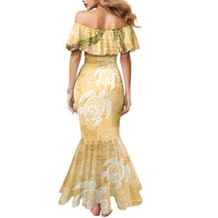 Aloha Honolulu Festival Mermaid Dress Hawaii Kapa Mix Flowers Lei