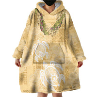 Aloha Honolulu Festival Wearable Blanket Hoodie Hawaii Kapa Mix Flowers Lei