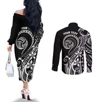 Polynesia Beach Volleyball Personalized Couples Matching Off The Shoulder Long Sleeve Dress and Long Sleeve Button Shirt Basic LT7 - Polynesian Pride