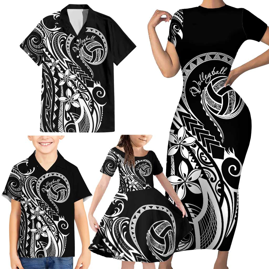 Polynesia Beach Volleyball Personalized Family Matching Short Sleeve Bodycon Dress and Hawaiian Shirt Basic