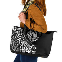 Polynesia Beach Volleyball Personalized Leather Tote Bag Basic LT7 Black - Polynesian Pride
