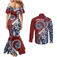 Polynesia Beach Volleyball Personalized Couples Matching Mermaid Dress and Long Sleeve Button Shirt Special LT7 - Polynesian Pride