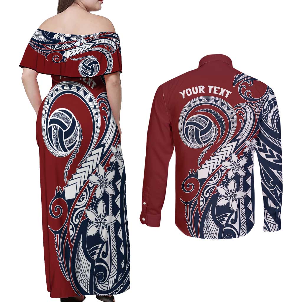 Polynesia Beach Volleyball Personalized Couples Matching Off Shoulder Maxi Dress and Long Sleeve Button Shirt Special LT7 - Polynesian Pride