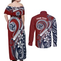 Polynesia Beach Volleyball Personalized Couples Matching Off Shoulder Maxi Dress and Long Sleeve Button Shirt Special LT7 - Polynesian Pride