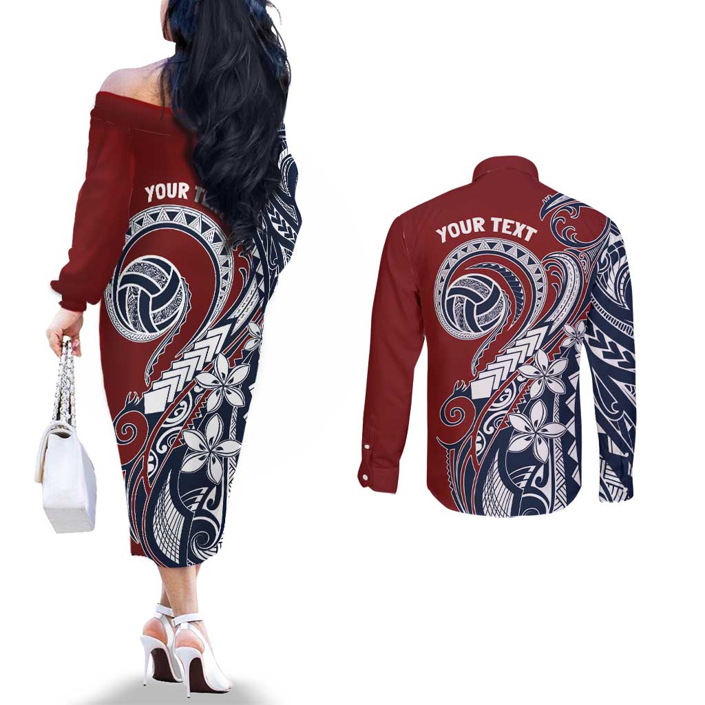 Polynesia Beach Volleyball Personalized Couples Matching Off The Shoulder Long Sleeve Dress and Long Sleeve Button Shirt Special LT7 - Polynesian Pride