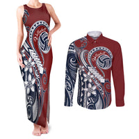 Polynesia Beach Volleyball Personalized Couples Matching Tank Maxi Dress and Long Sleeve Button Shirt Special LT7 Red Blue - Polynesian Pride