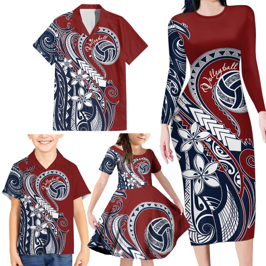 Polynesia Beach Volleyball Personalized Family Matching Long Sleeve Bodycon Dress and Hawaiian Shirt Special