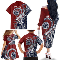 Polynesia Beach Volleyball Personalized Family Matching Off The Shoulder Long Sleeve Dress and Hawaiian Shirt Special