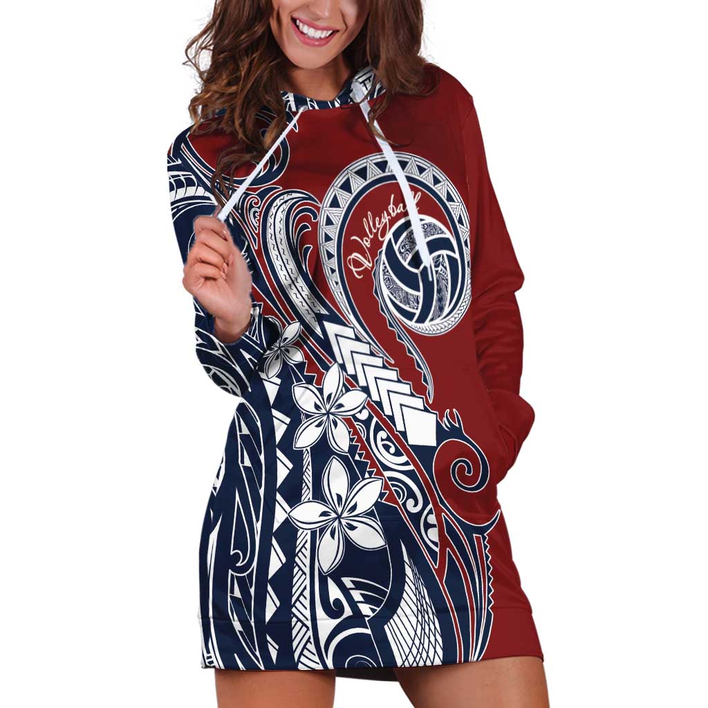 Polynesia Beach Volleyball Personalized Hoodie Dress Special LT7 Red Blue - Polynesian Pride