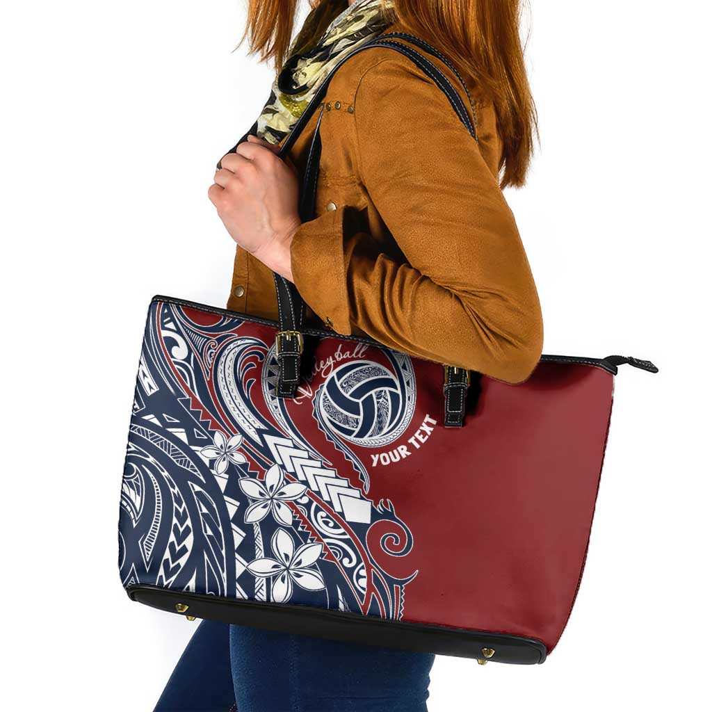 Polynesia Beach Volleyball Personalized Leather Tote Bag Special LT7 Red Blue - Polynesian Pride