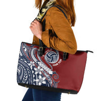 Polynesia Beach Volleyball Personalized Leather Tote Bag Special LT7 Red Blue - Polynesian Pride