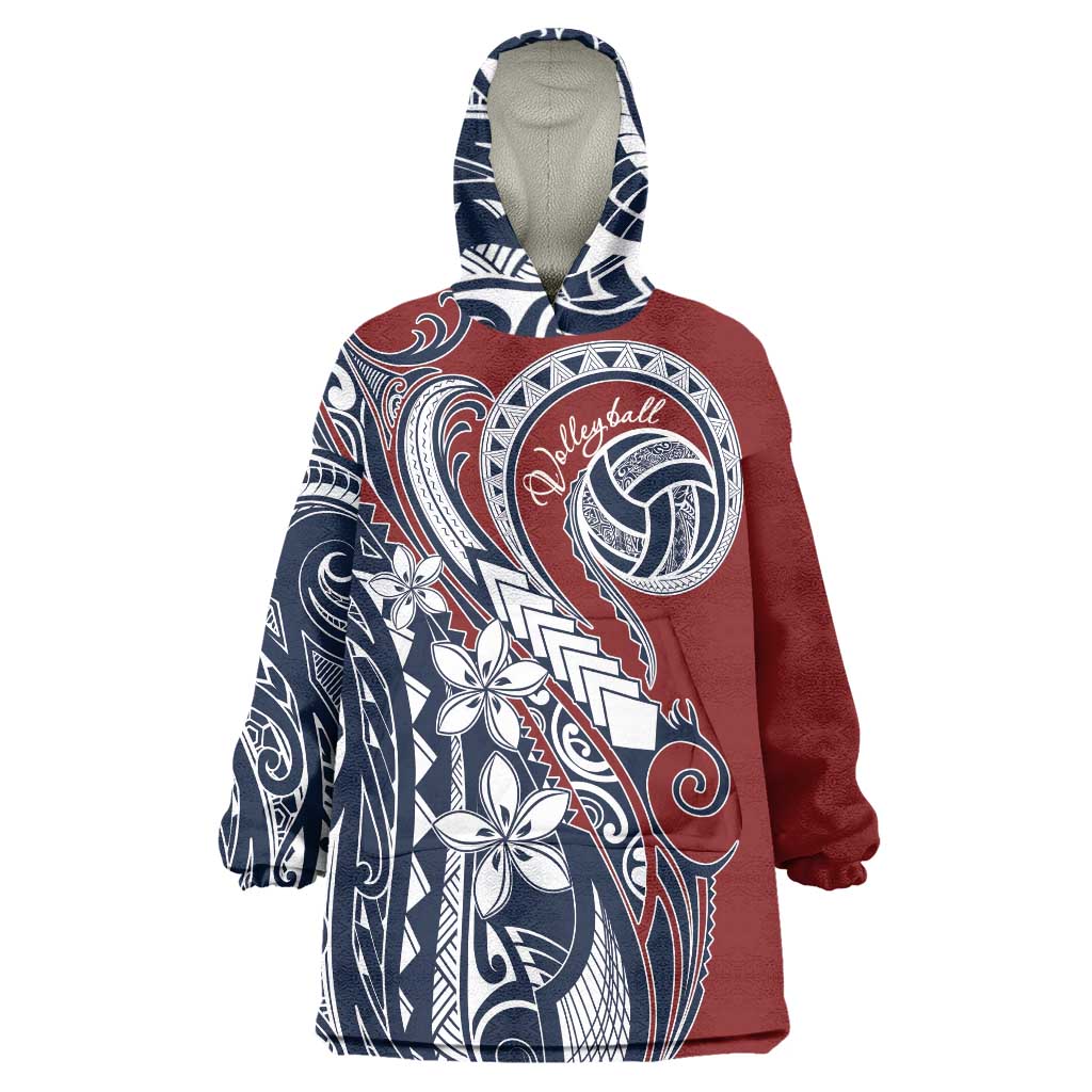 Polynesia Beach Volleyball Personalized Wearable Blanket Hoodie Special LT7 One Size Red Blue - Polynesian Pride