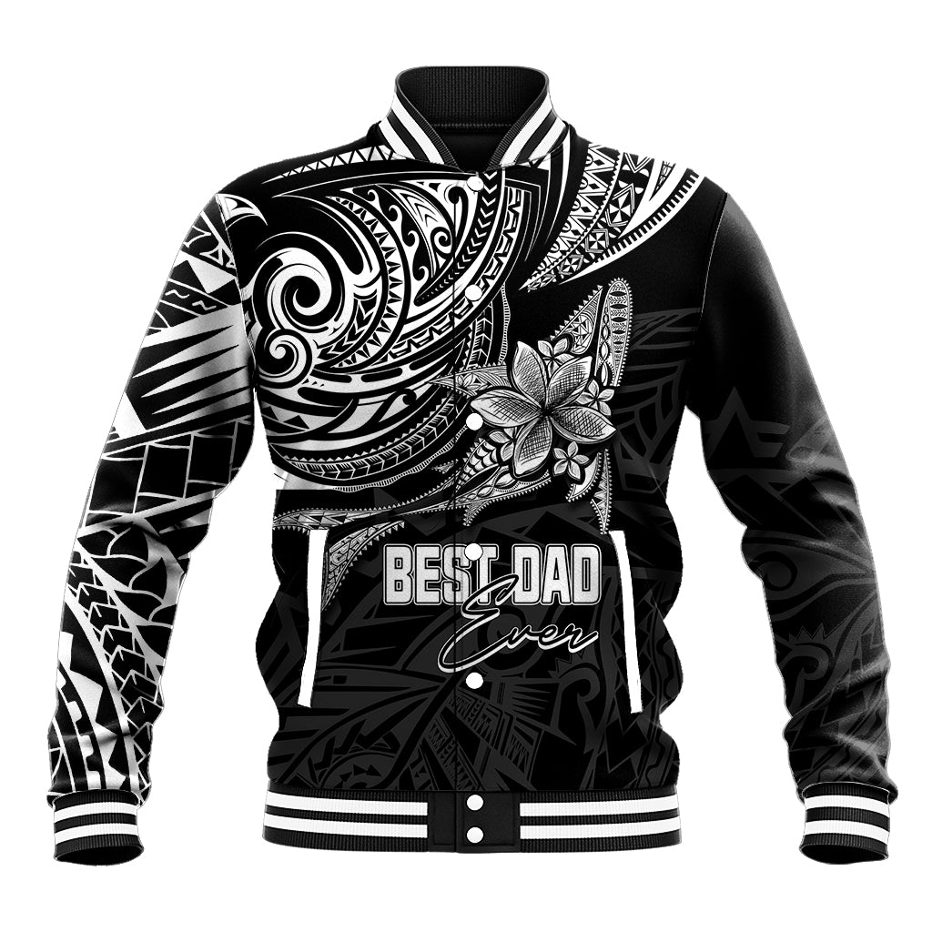 Personalised Father's Day Polynesian Baseball Jacket Best Dad Ever - Black LT7 Unisex Black - Polynesian Pride