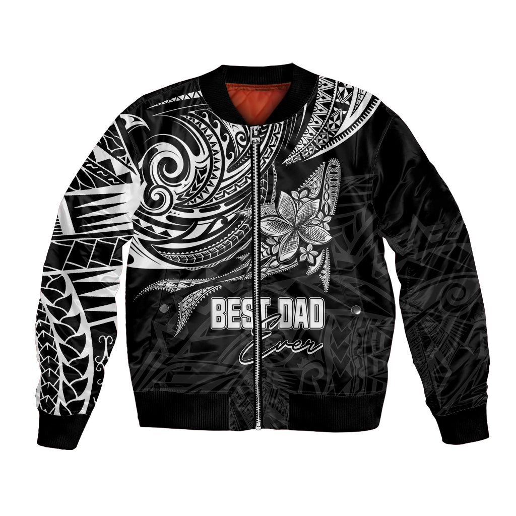 Personalised Father's Day Polynesian Bomber Jacket Best Dad Ever - Black LT7 Unisex Black - Polynesian Pride