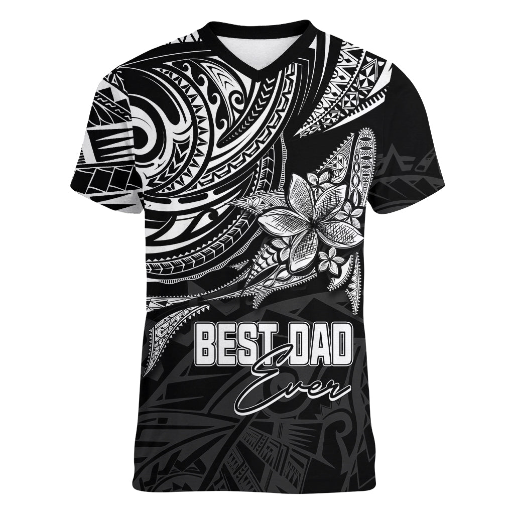 Personalised Father's Day Polynesian Women V Neck T Shirt Best Dad Ever - Black LT7 Female Black - Polynesian Pride