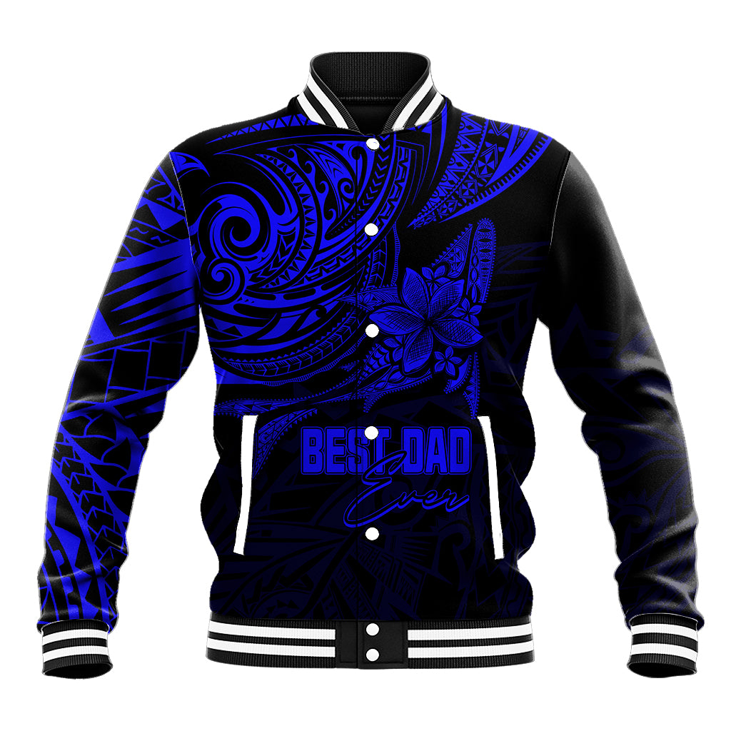 Personalised Father's Day Polynesian Baseball Jacket Best Dad Ever - Blue LT7 Unisex Blue - Polynesian Pride