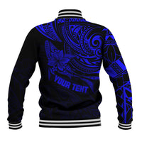 Personalised Father's Day Polynesian Baseball Jacket Best Dad Ever - Blue LT7 - Polynesian Pride