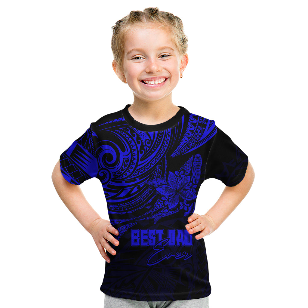 Personalised Father's Day Polynesian Kid T Shirt Best Dad Ever - Blue LT7 Blue - Polynesian Pride