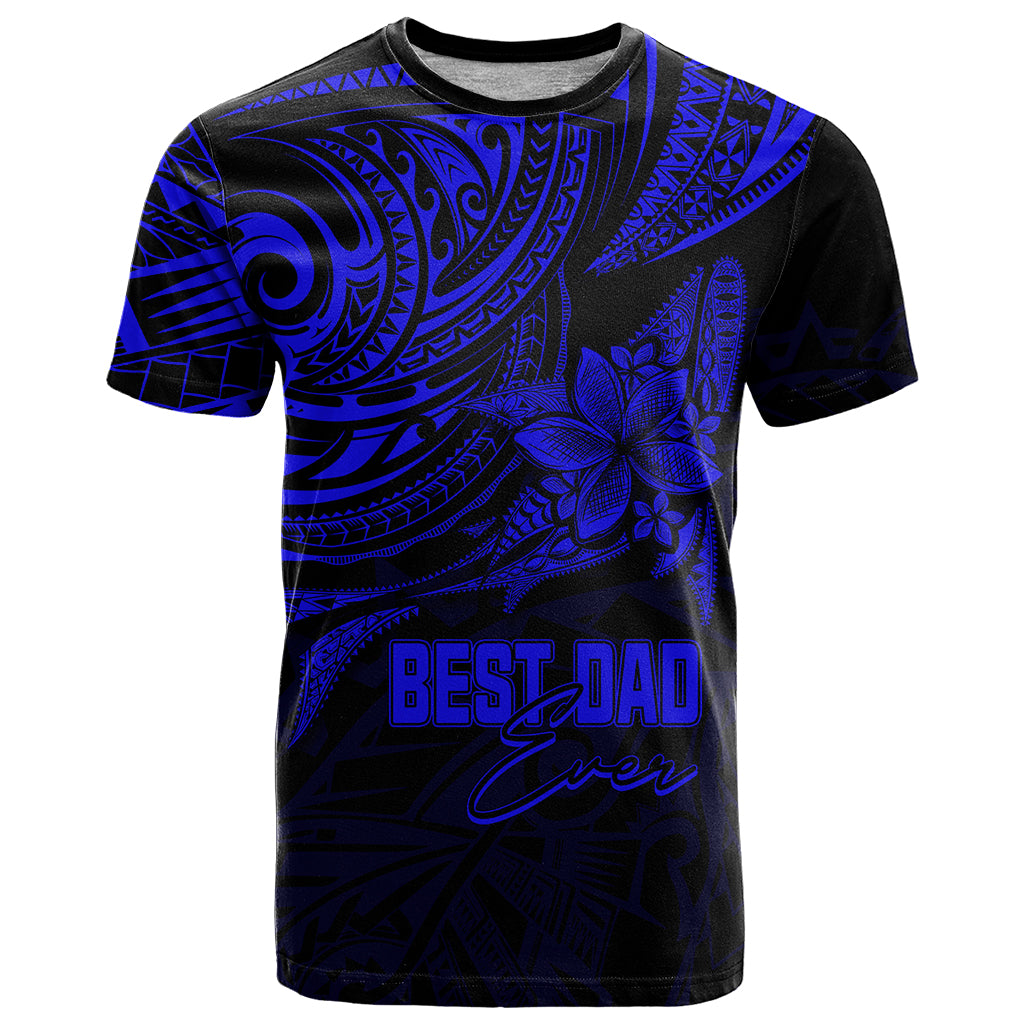 Custom Fathers Day Polynesian T Shirt Best Dad Ever Blue LT7 Blue - Polynesian Pride