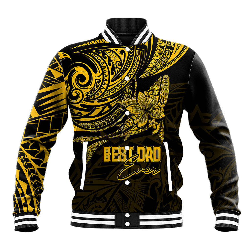 Personalised Father's Day Polynesian Baseball Jacket Best Dad Ever - Gold LT7 Unisex Gold - Polynesian Pride