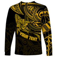 Personalised Father's Day Polynesian Long Sleeve Shirt Best Dad Ever - Gold LT7 - Polynesian Pride