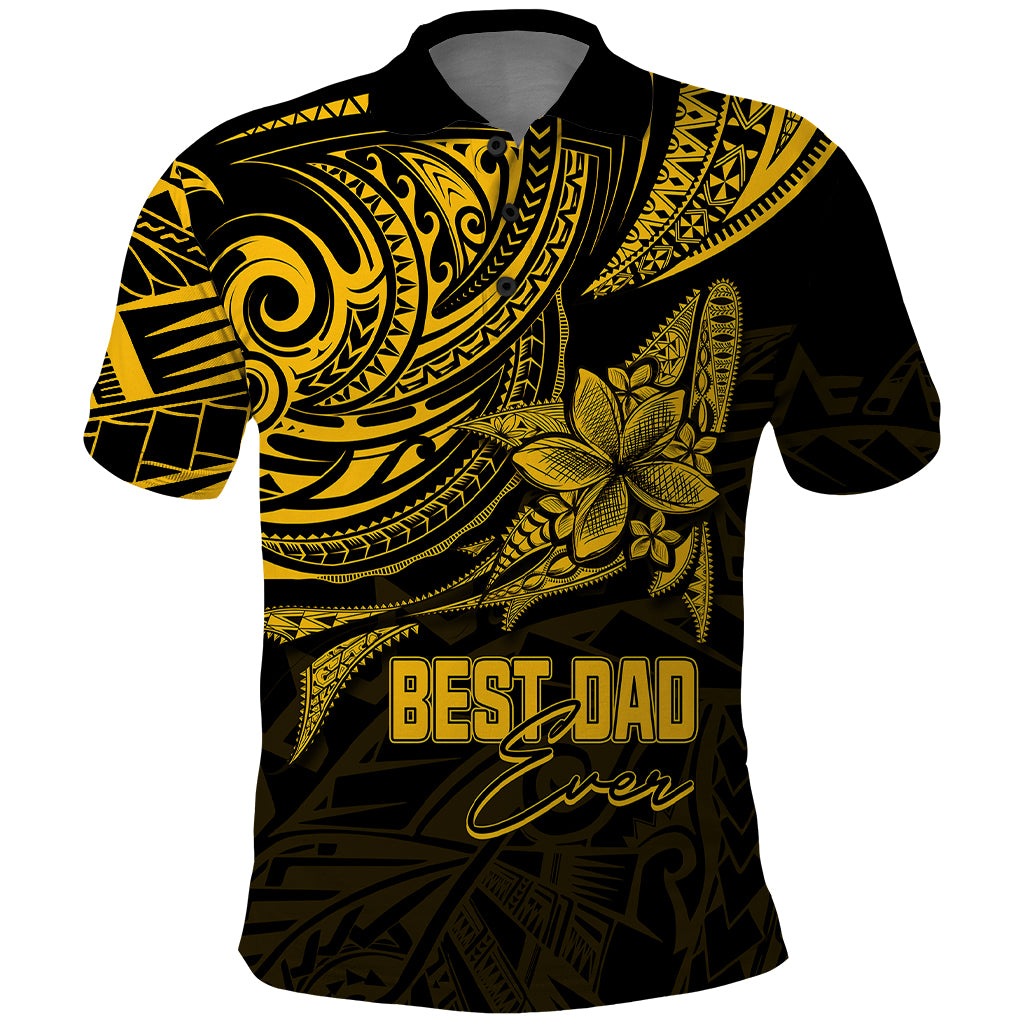 Custom Fathers Day Polynesian Polo Shirt Best Dad Ever Gold LT7 Gold - Polynesian Pride